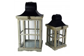Decoration material Grey lantern metal/wood 54cm