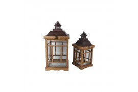 Decoration material Brown lantern metal/wood 54cm