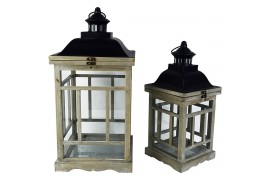 Decoration material Grey lantern metal/wood 54cm