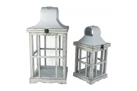 Decoration material White lantern metal/wood 54cm