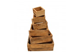Decoration material set blanco kisten naturel (set van 6)