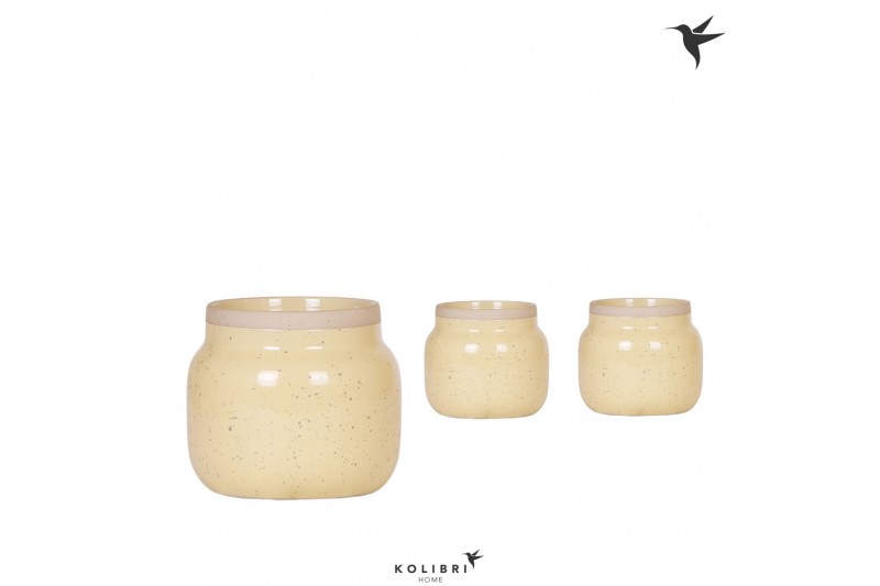 Keramische pot Kolibri Home Vintage Bowl pot khaki 9 cm 