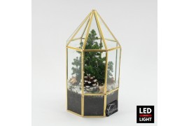 Arrangementen kerst XMAS-25108LED Kerst creatie terrarium 1 pp