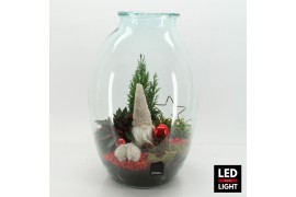 Arrangementen kerst XMAS-25314LED Kerst creatie terrarium 4 pp