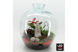 Arrangementen kerst XMAS-25318LED Kerst creatie terrarium 5 pp