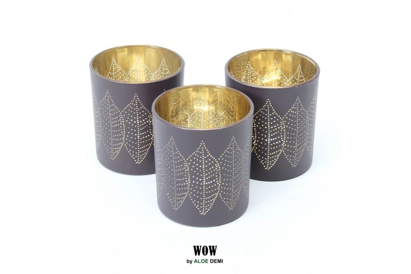 Deco WOW tea light holder gold and brown 