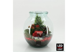 Arrangementen kerst XMAS-25312LED Kerst creatie terrarium 3 pp