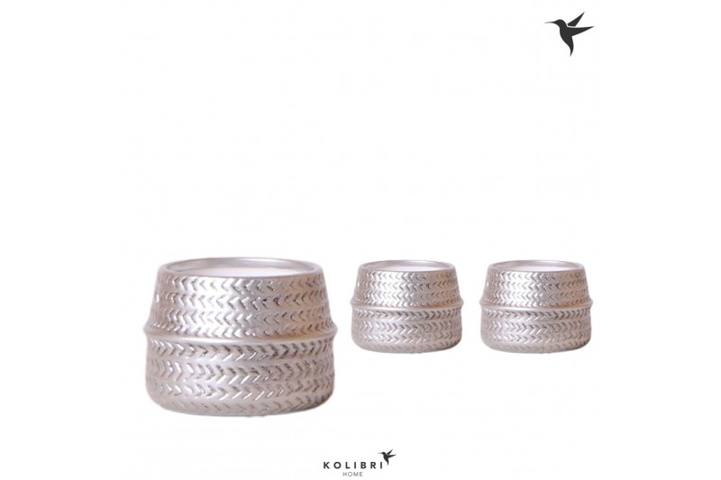 Keramische pot Kolibri Home Groove pot silver 