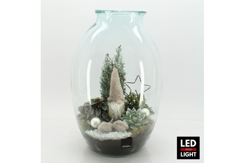 Arrangementen kerst XMAS-25315LED Kerst creatie terrarium 4 pp 