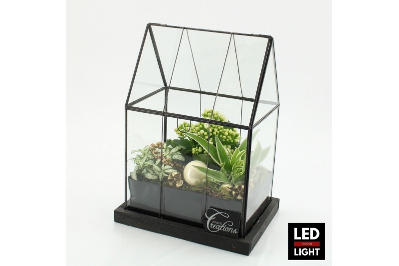 Arrangementen kerst XMAS-25221LED Kerst creatie terrarium 3 pp 