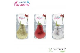 Hippeastrum gewaxt No Water Flowers Glitterz® Goud / Rood / Zilver in 