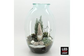 Arrangementen kerst XMAS-25315LED Kerst creatie terrarium 4 pp
