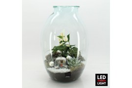 Arrangementen kerst XMAS-25317LED Kerst creatie terrarium 4 pp