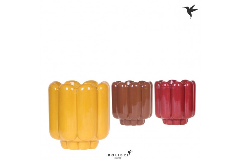 Keramische pot Kolibri Home Retro pot yellow mix 