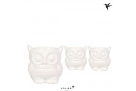 Keramische pot Kolibri Home Owl pot white