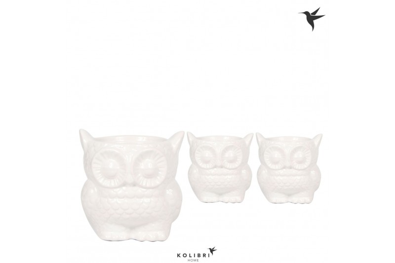 Keramische pot Kolibri Home Owl pot white 