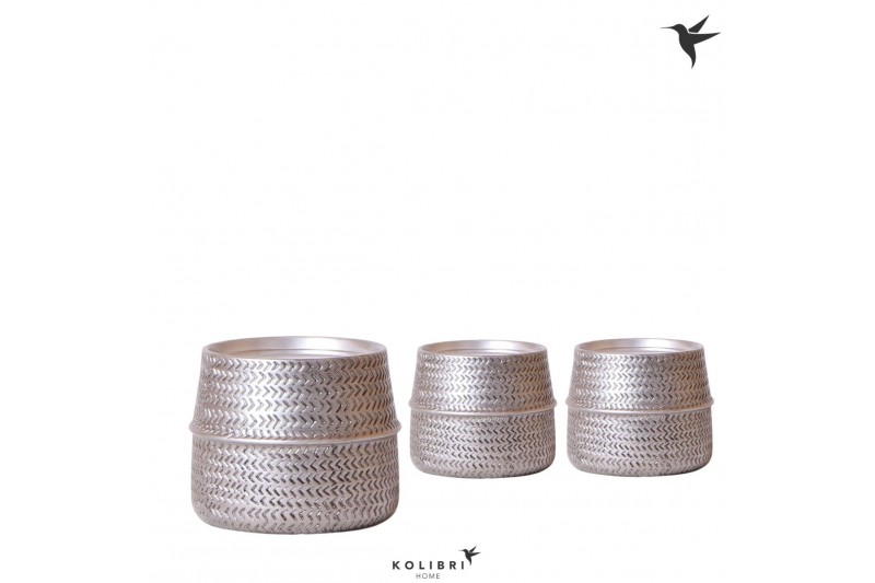 Keramische pot Kolibri Home Groove pot silver 